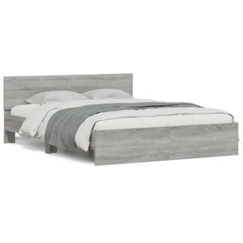 Estructura De Cama Con Cabecero Gris Sonoma 140x190 Cm Vidaxl