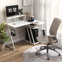 escritorio de juego forma de l con tomas de corriente puertos usb y estante blanco cfw15591