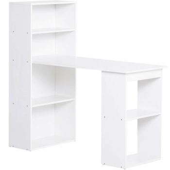 HOMCOM Escritorio de Oficina Mesa de Computadora 2 Estantes 5 Estantes 120x55x120 cm Blanco   Aosom España