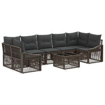 Conjunto De Sofás De Jardín 8 Uds. Gris Ratán Sintético Vidaxl
