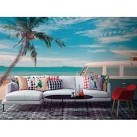 fotomural vinilo furgo vintage playa 150 x 100 cm