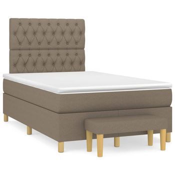 Cama Tapizada 203x120x128 Cm Tejido (100 % Poliéster), Contrachapado Y Madera Tratada - Taupe