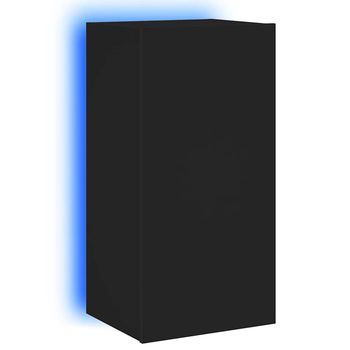 Mueble De Tv De Pared Con Luces Led Negro 40,5x35x80 Cm Vidaxl