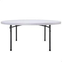mesa redonda patas plegables blanco 180x74cm - peakform