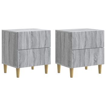Armario De Noche 2 Uds. Gris Sonoma 43 X 34,5 X 48 Cm Vidaxl