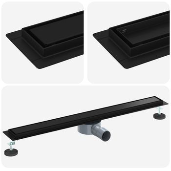Desagüe De Ducha 2 En 1 Con Sifón De 360° Negro 80 Cm Vidaxl