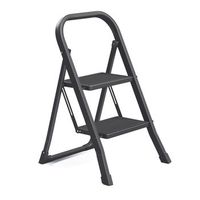 escalera plegable acero 2 peldanos con pasamanos antideslizante 150 kg - negro