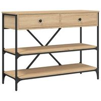 mesa consolamesa de entradamesa auxiliar cajones estantes madera de ingenieria roble sonoma