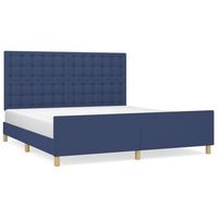 cama doble  cama para adultos  estructura de cama con cabecero de tela azul 160x200 cm