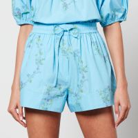 ganni x coggles floral-print organic cotton shorts - eu 36uk 8