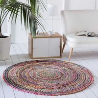 alfombra redonda multicolor mod bcm 103 algodon-yute 140 ocm