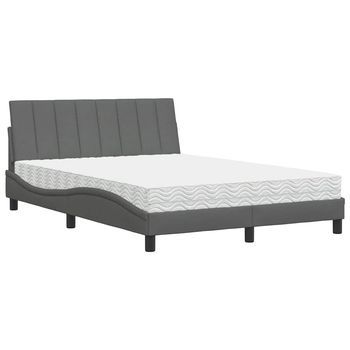 Cama Con Colchón Hanko Tela Gris Oscuro 140x190 Cm Vidaxl