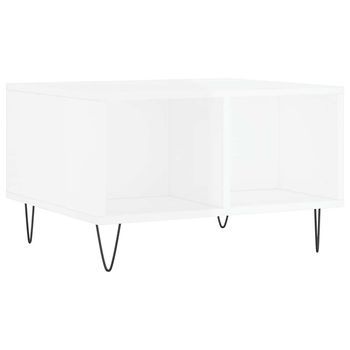 Mesa De Centro 60x50x36,5 Cm Madera Y Metal Trabajados - Blanco