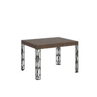 mesa extensible 70x100194 cm efecto madera nogal hierro