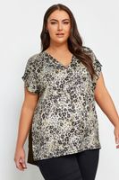 yours camiseta marron estampado animal espalda lisa mujer curvy y tallas grandes yours