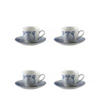 tazas de cafe con platos medusa - set de 4