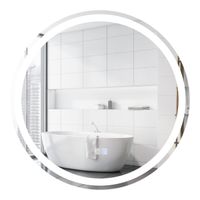 costway espejo led redondo de bano funcion antivaho montado en la pared temperatura de color ajustables interruptor tactil 60 x 60 cm