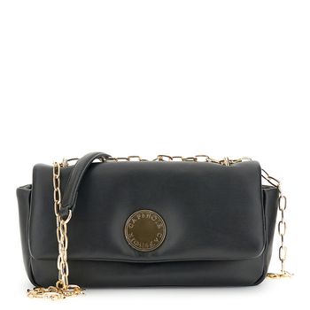 bolso de hombro con solapa efecto napa acolchada y bandolera black