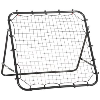 HOMCOM Red de Rebote Reboteador de Metal con Ángulo Ajustable para Entrenamiento de Deportes 96x80x96 cm Negro
