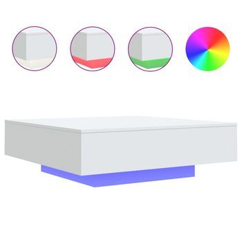 Mesa De Café - Mesa De Centro Con Luces Led Blanco 100x100x31 Cm