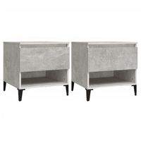 2 uds mesas auxiliares  mesita auxiliar  mesa de cafe contrachapada gris hormigon 50x46x50 cm