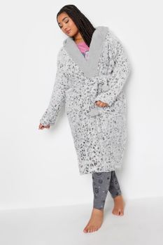Yours Bata Gris Estampado Animal Con Capucha
