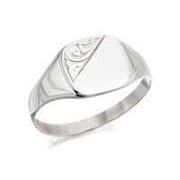 silver cushion signet ring - f4962-y
