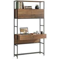 escritorio para ordenador con estanterias de aglomerado y metal homcom 100  45  185 cm r marron