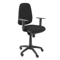 silla de oficina ergonomica con mecanismo sincro y regulable en altura - asiento y tejido tapizado en tejido bali color negro brazos regulables