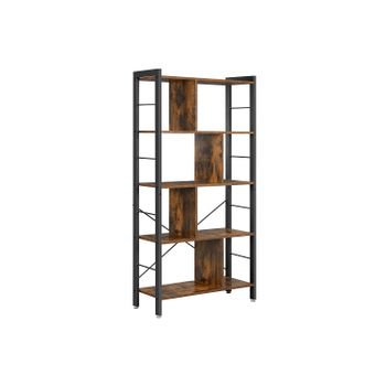 Estantería Industrial De 4 Niveles, Marrón Rústico + Negro
