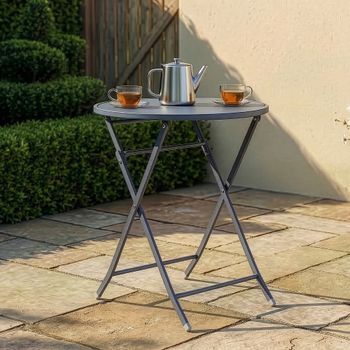 Mesa Plegable Sande Circular - Negro [en.casa]