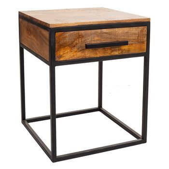 Mesita De Madera Y Metal Marrón 61x61x57