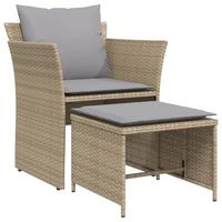 sillon de jardin  silla de jardin con reposapies ratan sintetico beige