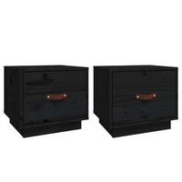 mesitas de noche 2 uds madera maciza de pino negro 40x34x35 cm vidaxl