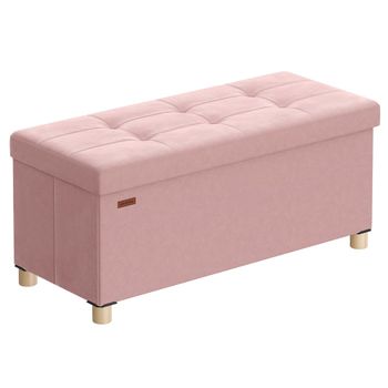 Puff de almacenaje plegable de terciopelo rosa y negro