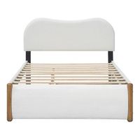 cama tapizada de felpa 140x200cm con canape extraible con somier de laminas de mdf blanco