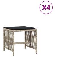 4 uds taburetes jardin  otomana de jardin  reposapies de jardin y cojines ratan pe gris claro 41x41x36cm