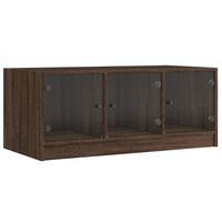 mesa de cafe - mesa de centro con puertas de vidrio marron roble 102x50x42 cm