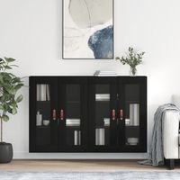 pack 2 uds armarios de pared  mueble pared madera de ingenieria negro cfw741799