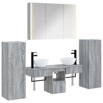 Juego De Muebles De Baño 6 Pcs Sonoma Gris Vidaxl