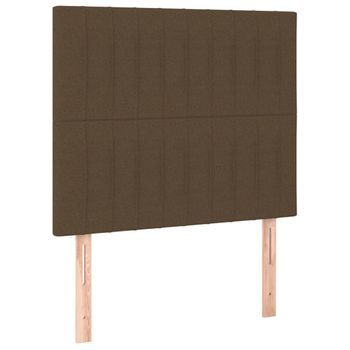 Cabecero Cama Mueble De Dormitorio Con Luces Led Tela Oscuro 90 X 5 X 118/128 Cm Marrón M02_0009143