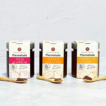 Pack de Mermeladas Exóticas: Membrillo, Naranja y Fresa 720 g
