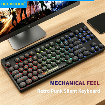 Teclado NexusClick en oferta, 87 teclas, retroiluminado, con sensación mecánica, teclado para juegos con cable, resistente al agua, teclas luminosas para computadora portátil y oficina.
