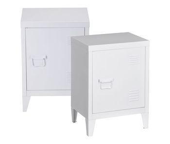 Juego de 2 mesas de noche inari con cerradura magnética 57 x 40 x 30 cm acero - blanco [en.casa]