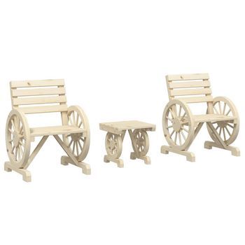 Juego De Muebles De Jardín 3 Piezas Madera Maciza De Abeto Vidaxl