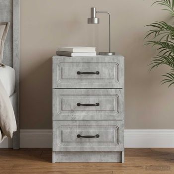 Mesita De Noche - Mueble Para Dormitorio - Madera De Ingeniería - Gris Hormigón (43x41x63.5cm)