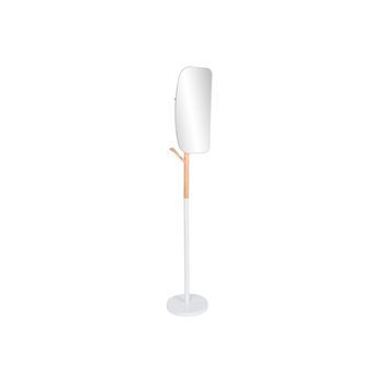Perchero Madera Metal 33x33x185 Espejo Blanco