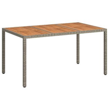 Mesa De Jardín | Mesa De Exterior Gris 150 X 90 X 75 Cm Ratán Sintético