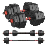 juego de mancuernas con barra de conexion gimnasio negro tinta  30 kg