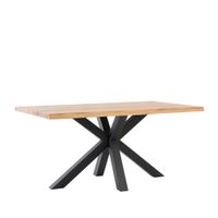 mesa de comedor 140 con tablero de roble y patas negras